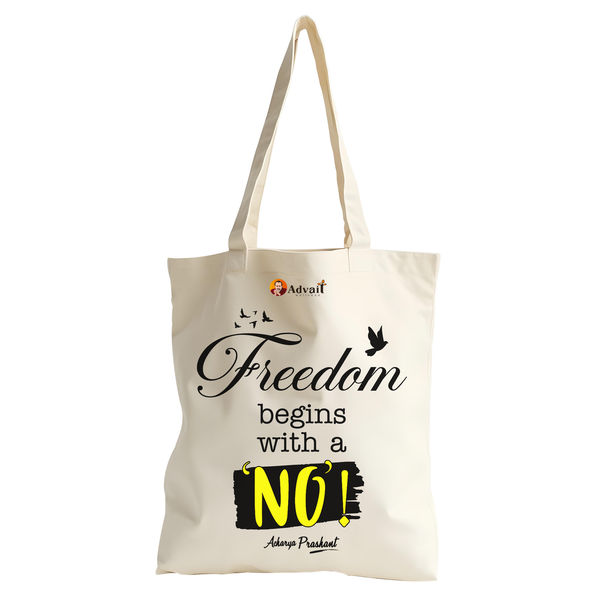 Freedom begins with a 'No' | TOTE BAG (Beige, Cotton)