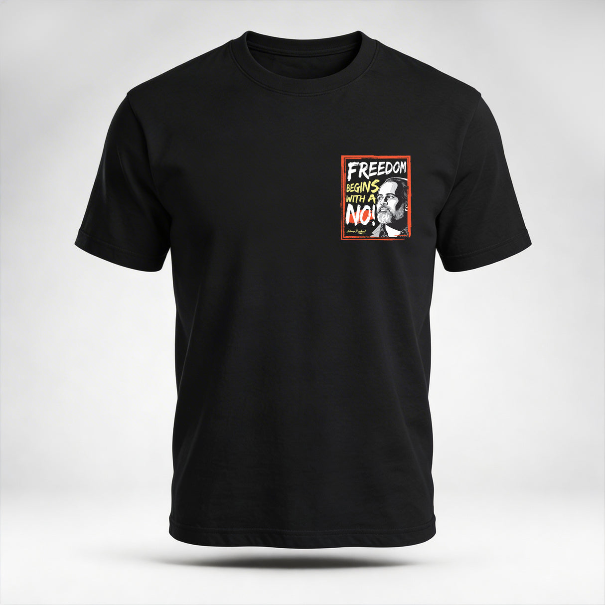 Freedom begins with a 'No' | Cotton T-Shirt for Men and Women with Acharya Prashant Quote (Black, Cotton)