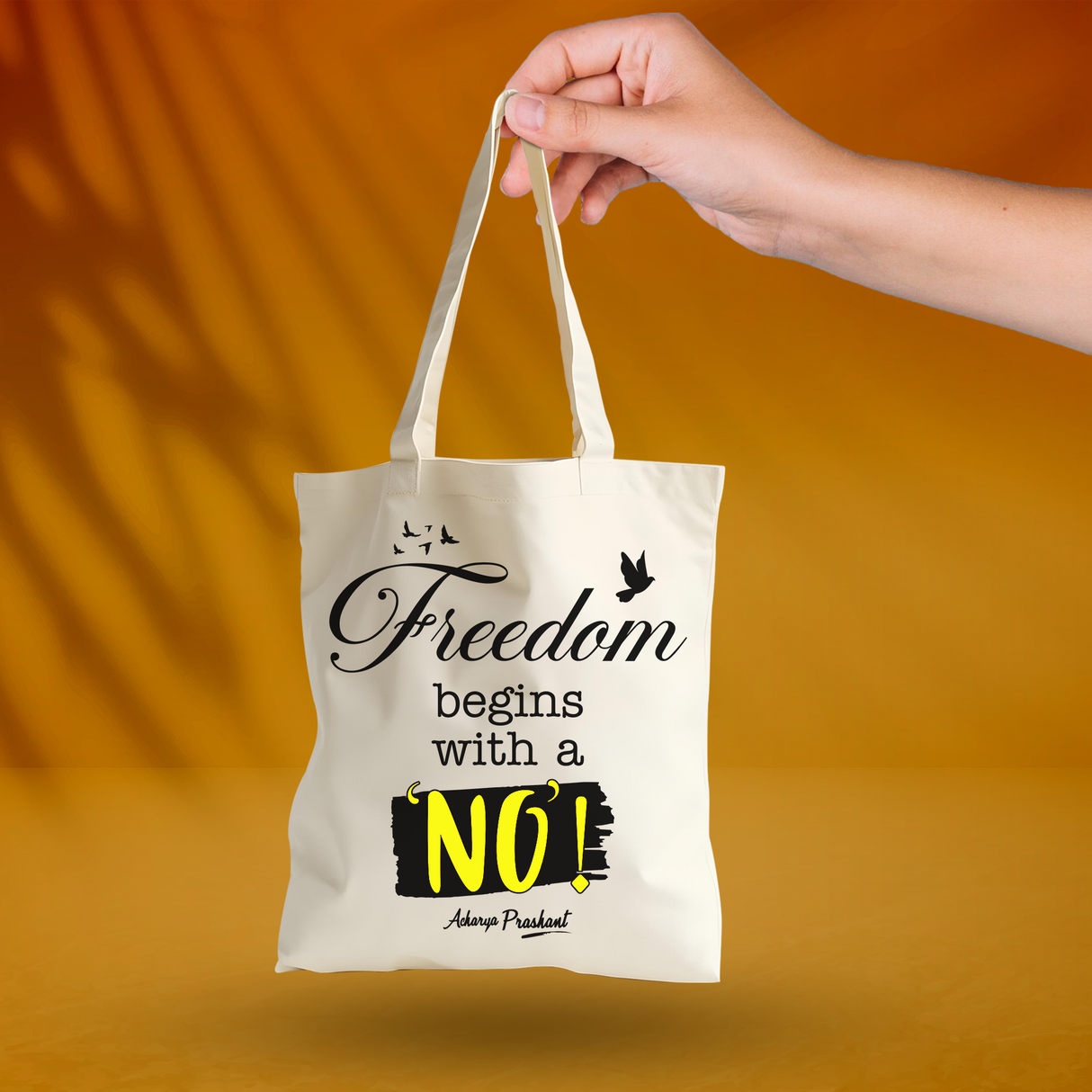 Freedom begins with a 'No' | TOTE BAG (Beige, Cotton)