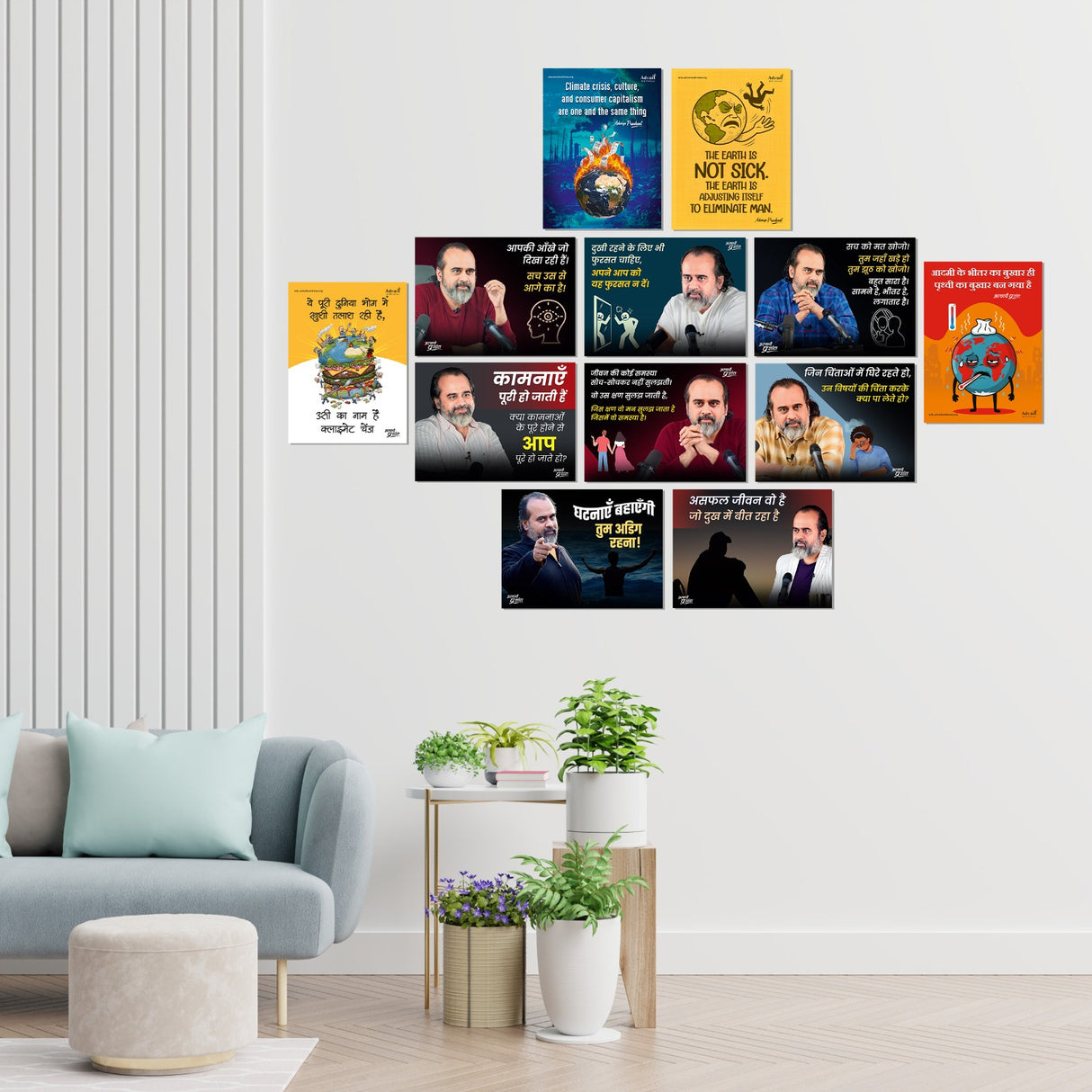 Acharya Prashant Hindi and English Wisdom Quotes Sticker Posters (Pack of 12)