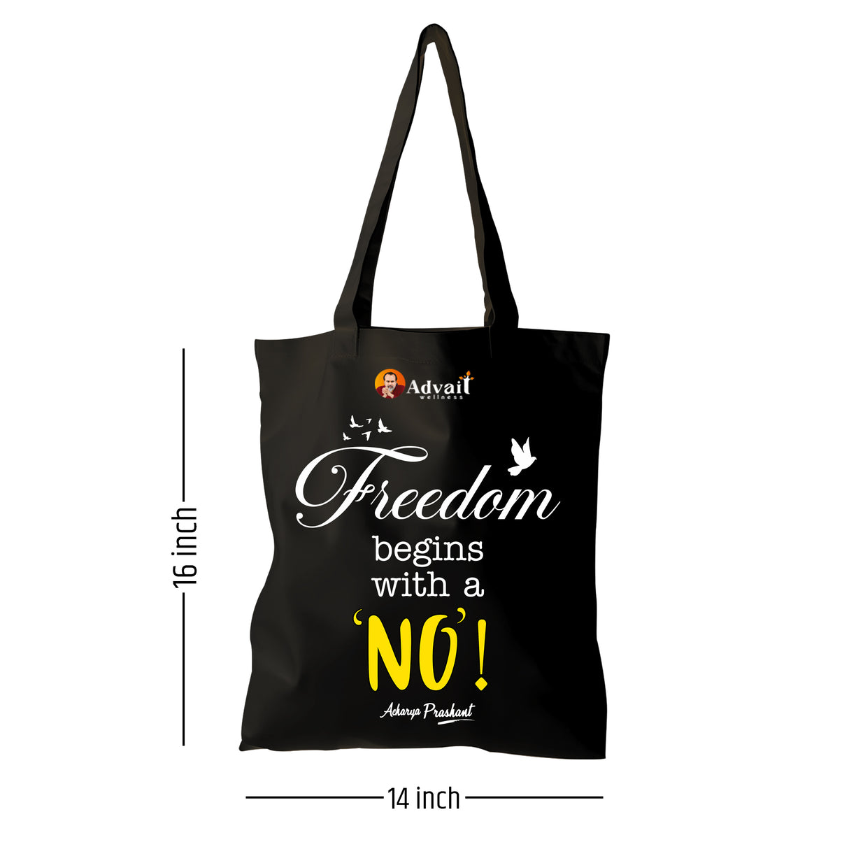 Freedom begins with a 'No' | TOTE BAG (Black, Cotton)