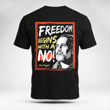 Freedom begins with a 'No' | Cotton T-Shirt for Men and Women with Acharya Prashant Quote (Black, Cotton)