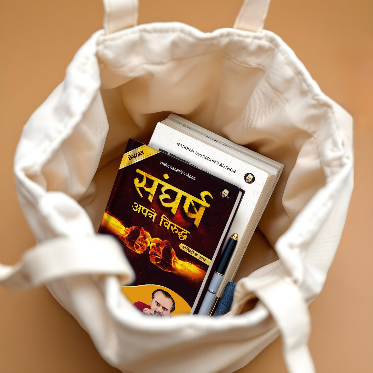 Freedom begins with a 'No'. (Black) + सही लड़ाई लड़ना अपनेआप में जीत है (Beige)